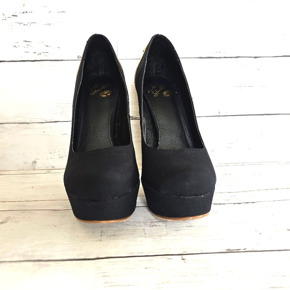 Colin Stuart Stunning Black & Gold High Heels Shoes Dressy Formal Size 8.5B - Picture 5 of 11